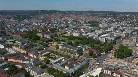 Aerial view of downtown Stuttgart German... | Stock Video | Pond5
