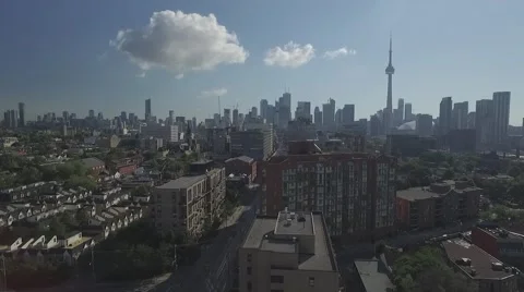 Aerial view downtown Toronto over King street in a sunny day Stock Footage