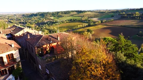 Aerial view from Dozza Castle in Italy Stock Footage 255619247
