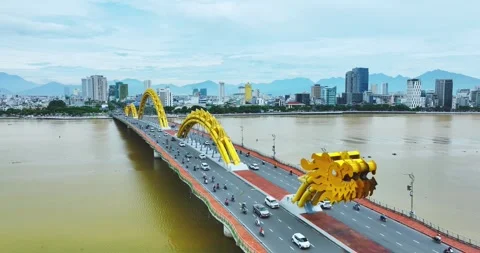 Aerial view of Dragon Bridge Video stock 342397867