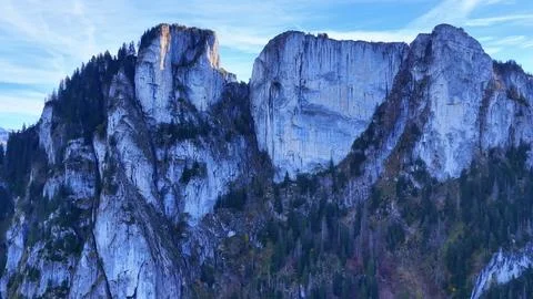 Aerial view of dramatic alpine cliffs in Haute Savoie France Photos