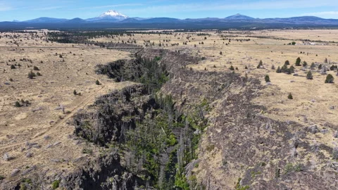 Aerial View of a Dramatic Canyon in the Central Oregon Plateau Stock Footage 340240438