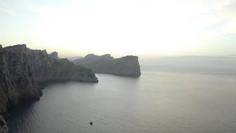 Aerial View of Dramatic Cliffs and Coastline at Cap de Formentor, Mallorca Stock Footage 312177081