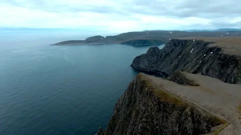 Aerial View of Dramatic Coastal Cliffs and Ocean Video stock 308341246