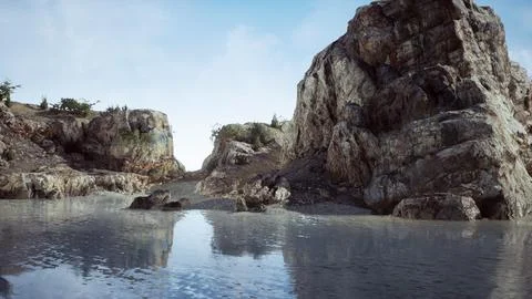 Aerial view of the dramatic coastline at the cliffs Stock Illustration