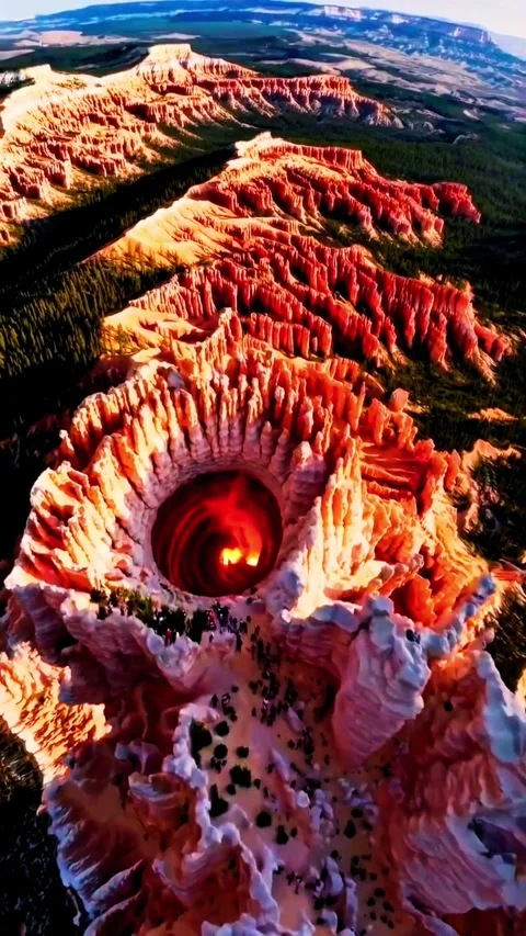Aerial view of a dramatic desert landscape with a swirling vortex of fire a.. Stock Footage 331352251