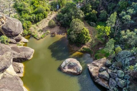 Aerial view of the dramatic granite rock formations and natural landscape Foto stock