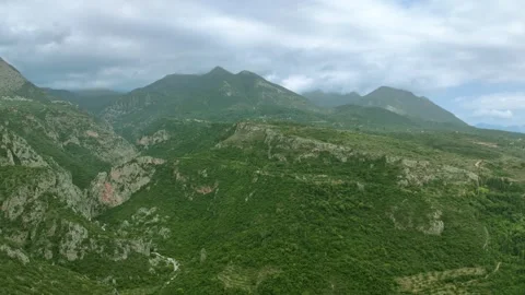 Aerial View of Dramatic Green Mountains in Mani, Greece Stock Footage 335644650
