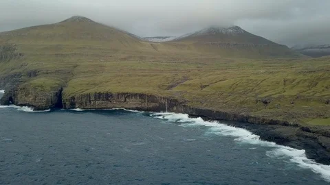 Aerial view of dramatic landscape of Faroe Islands. Stock Footage 116028780