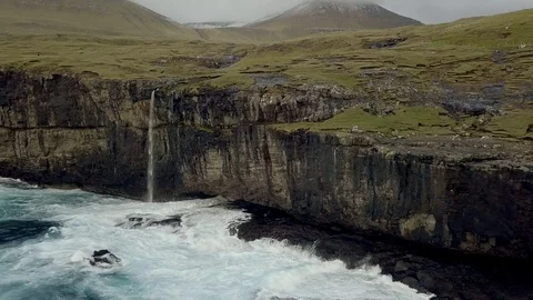 Aerial view of dramatic landscape of Faroe Islands. Stock Footage 116028857