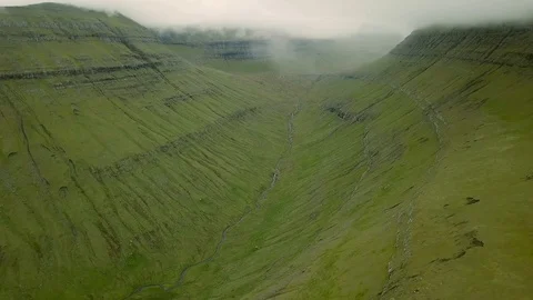 Aerial view of dramatic landscape of Faroe Islands. Stock Footage 116029766