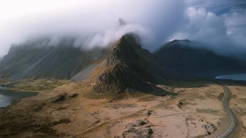 Aerial view of dramatic landscape of Hvalnes Nature Reserve area in Iceland.. 스톡 동영상 315801657