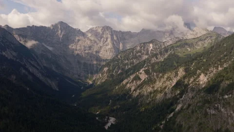 Aerial View of Dramatic Limestone Peaks Above Eng Alm Valley, Austria Stock Footage 340484632