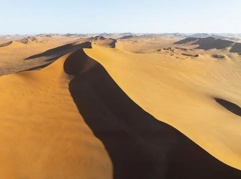 Aerial view, Dramatic sand dunes in the Namib Desert, Namib Naukluft Park, Stock Photos
