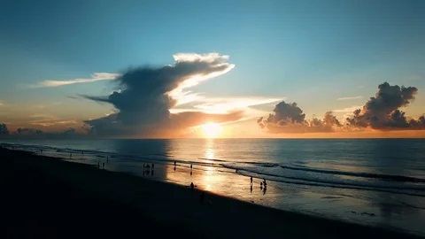 Aerial view of dramatic sky and beautiful beach 4K Stock Footage 94820005