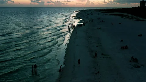 Aerial view of dramatic sky and beautiful beach 4K Stock Footage 134736943