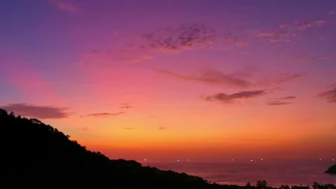 .aerial view Dramatic Sky at colorful of pink Sunset Stock Footage 243969537