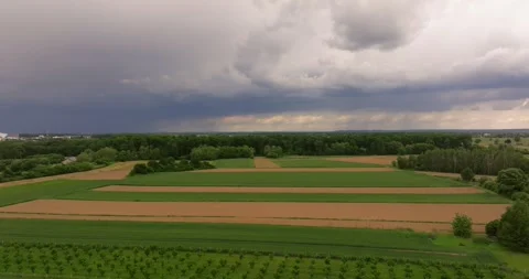 Aerial View of Dramatic Sky Over Plains in Croatia Stock Footage 309520543