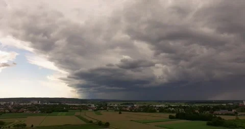 Aerial View of Dramatic Sky Over Plains in Croatia Stock Footage 309520549