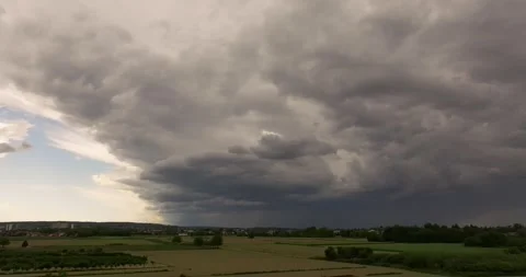 Aerial View of Dramatic Sky Over Plains in Croatia Stock Footage 309520568