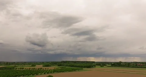 Aerial View of Dramatic Sky Over Plains in Croatia Stock Footage 309520587