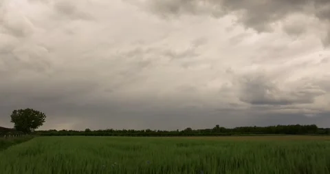 Aerial View of Dramatic Sky Over Plains in Croatia Stock Footage 309520601