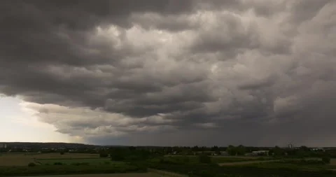 Aerial View of Dramatic Sky Over Plains in Croatia Stock Footage 309520678