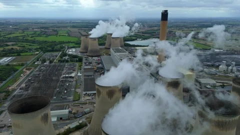 Aerial view of Drax Power Station, United Kingdom. Stock Footage 319638954