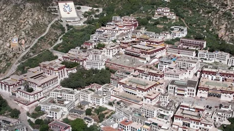 Aerial View of Drepung Monastery, Lhasa, Tibet, China Stock Footage 335771931