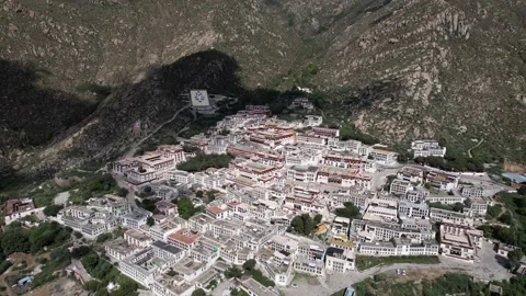 Aerial View of Drepung Monastery, Lhasa, Tibet, China Stock Footage 335772102