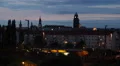 Aerial View Dresden Skyline Residential Buildings Establishing Shot Night Lights HD Footage