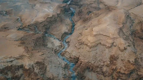 Aerial view of a dried mountain stream. Cliffs of the Edge of the World Stock-Footage 106932043
