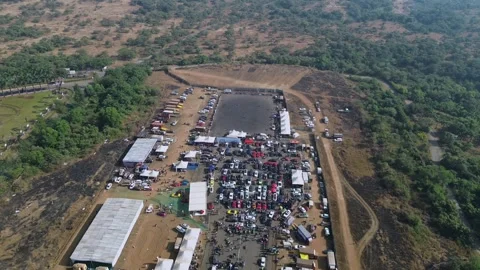 Aerial View of Drift Event at Aamby Valley Air Strip, Lonavala, Maharashtra Vídeo Stock 339774196