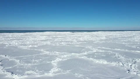 Aerial view of drifting sea ice along Canada Atlantic coast in winter Stock Footage 344829380