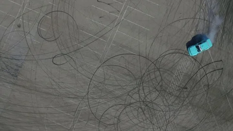 Aerial View Of Driver Training Drifting On Sports Car. Stockbeeldmateriaal 125523326