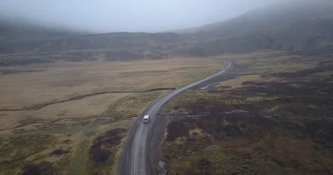 Aerial View Driving Through the Highlands in Iceland Stock Footage 91065173