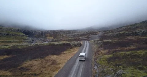 Aerial View Driving Through the Highlands in Iceland Stock Footage 91066178