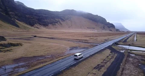 Aerial View Driving Through Southern Iceland Stock Footage 90968337