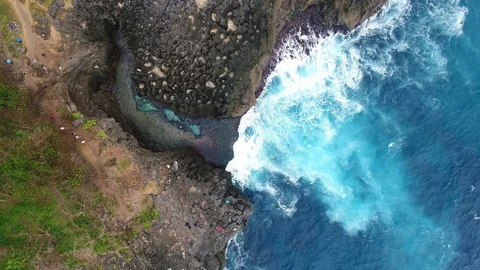 Aerial view by drone 4k camera. Angel's Billabong beach. Stock Footage 86156976