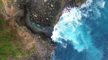 Aerial view by drone 4k camera. Angel's Billabong beach. Stock Footage 86164717
