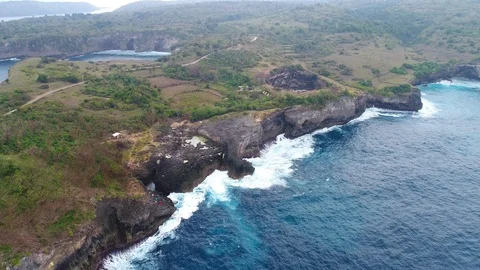 Aerial view by drone 4k camera. Rocky coast with high cliffs Stock Footage 86167705