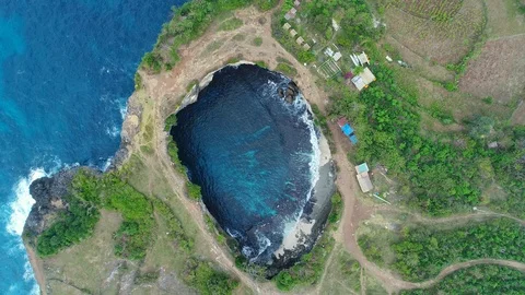 Aerial view by drone 4k camera. Rocky coast with high cliffs Stock Footage 86168722