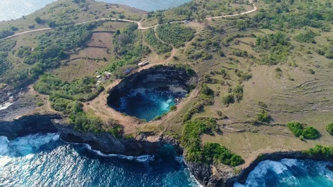 Aerial view by drone 4k camera. Rocky coast with high cliffs Stock Footage 86172722