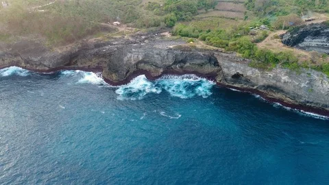 Aerial view by drone 4k camera. Rocky coast with high cliffs Stock-Footage 86173739