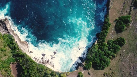 Aerial view by drone 4k camera. Rocky coast with high cliffs, Stock Footage 93706667