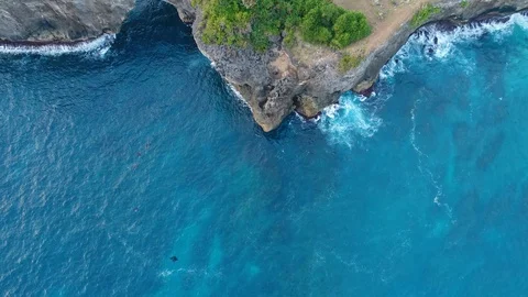 Aerial view by drone 4k camera. Rocky coast with high cliffs. Video stock 93726784