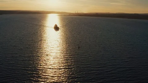Aerial view of a drone camera down on a large sea-going cargo to transport Stock Footage 105007814