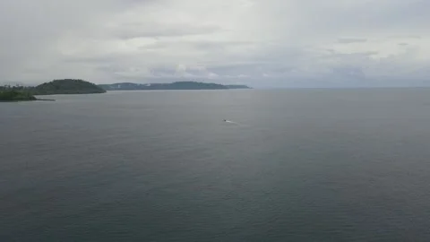 Aerial View Drone Camera Flying Follow A Fishing Boat Stock Footage 236745621