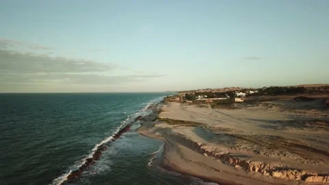 Aerial view by drone of Canoa Quebrada Beach in Cear, Brazil Stock Footage 146668814