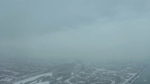 Aerial view from drone on central district of Ust Kamenogorsk Kazakhstan arrow w 스톡 동영상 236391051